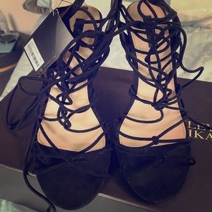 Suede stappy heeled sandals.